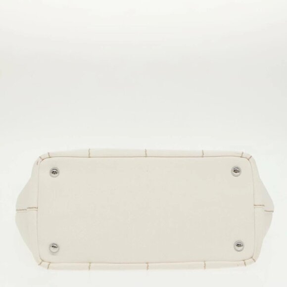 PRADA Canapalage Hand Bag Canvas White Silver 1BG350 Auth 101308SV - Picture 6 of 15